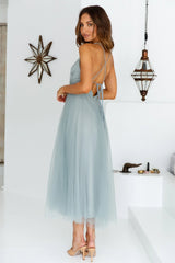 French Deep V-neck Backless Gauzy High Waist Maxi Dress Female