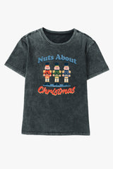 Black Nuts About Christmas Graphic Mineral Wash Tee