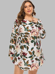 Mini-robe fleurie à manches longues