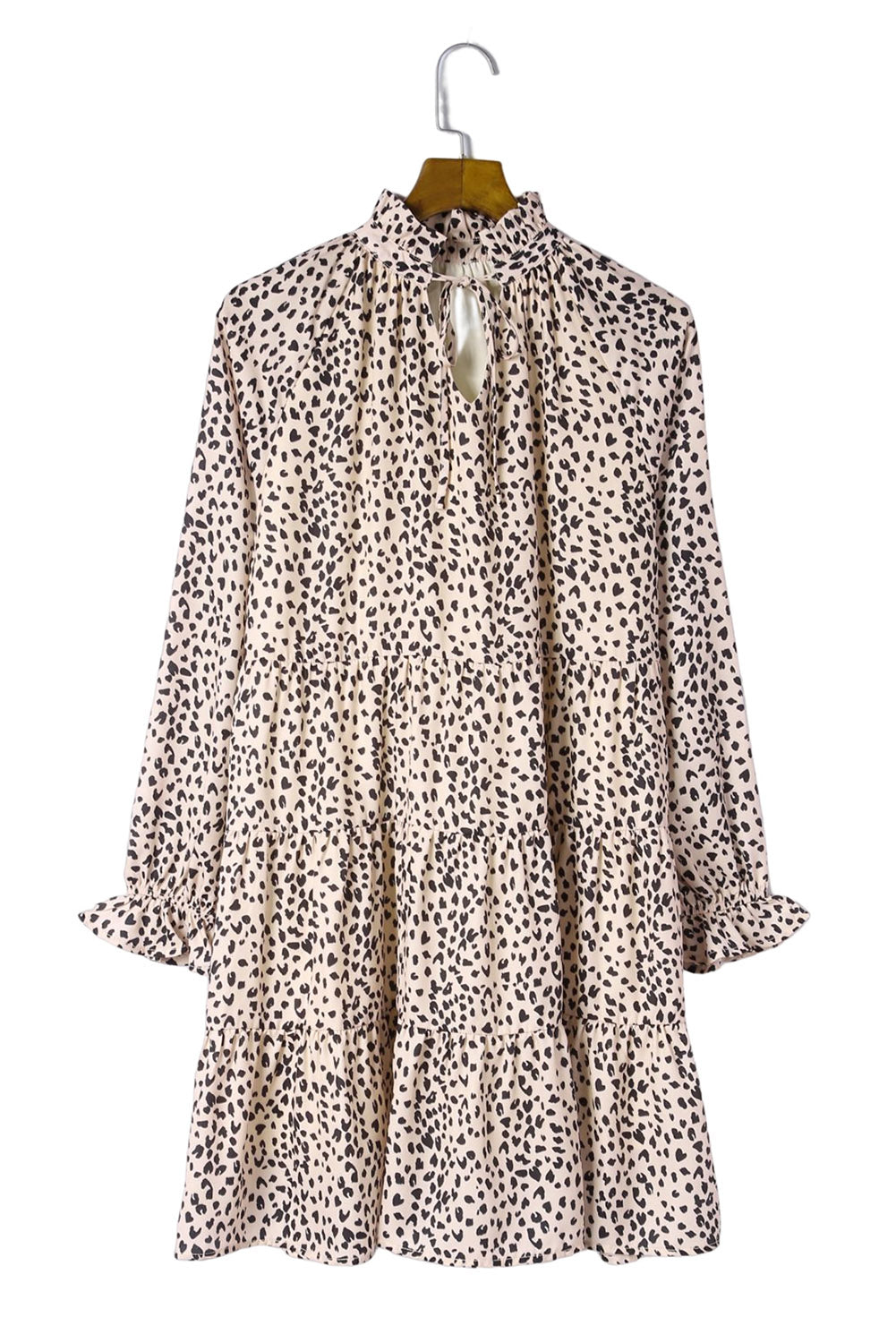 Robe imprimée à volants et col noué