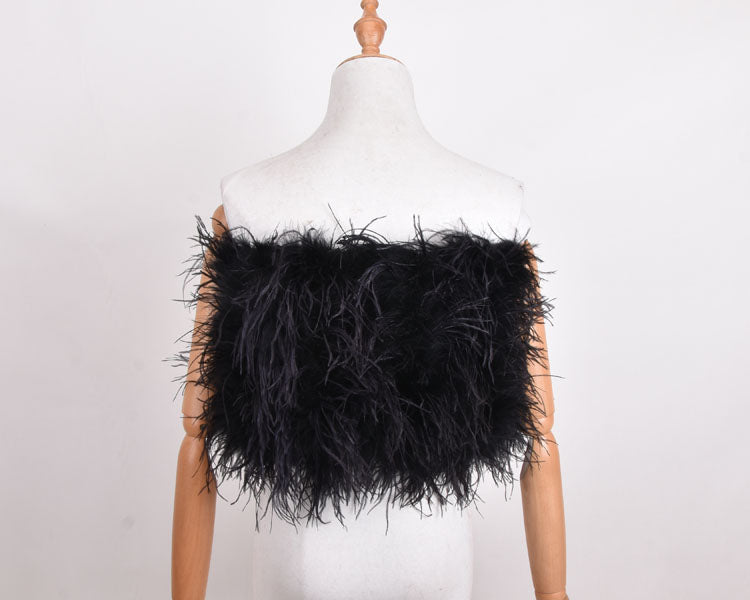 Feather Fur Tube Top Party Top Crop Top Tank Camis