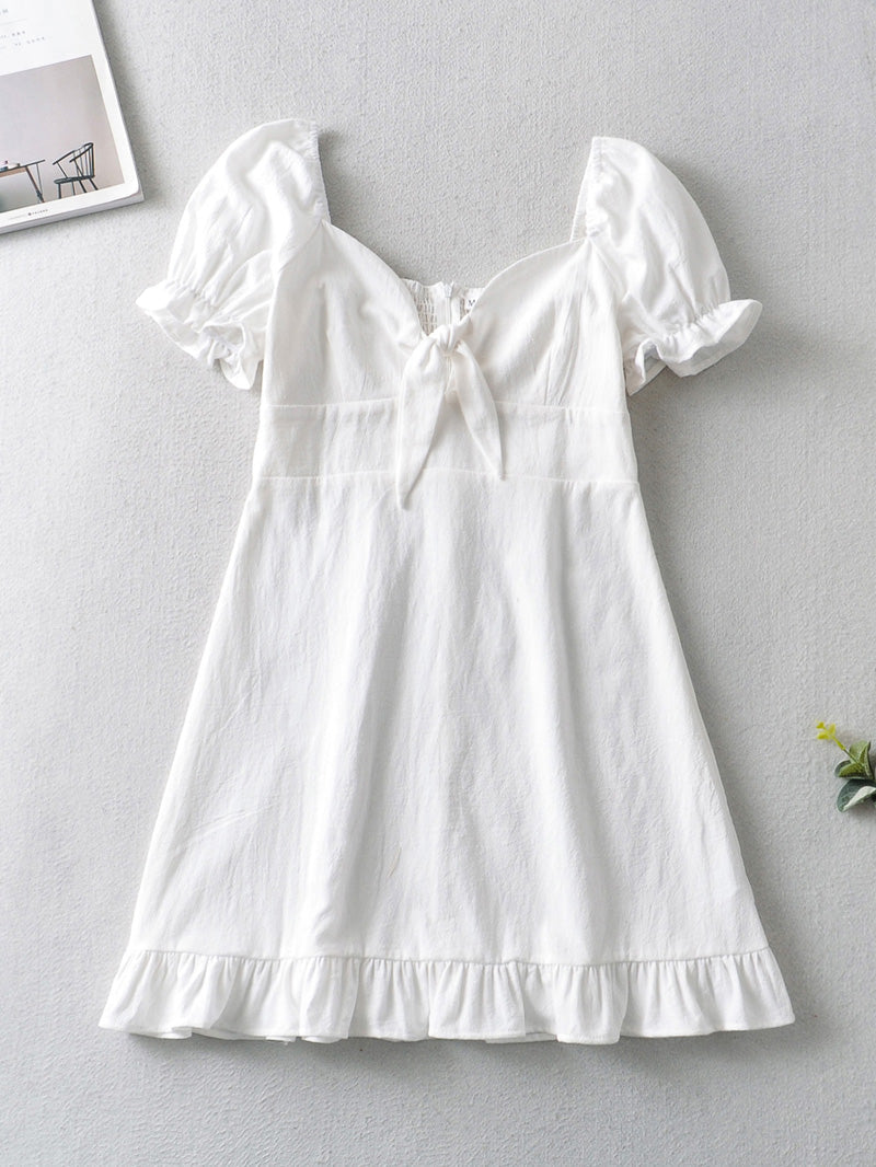 Simple All-Match Chest Lace up Dress