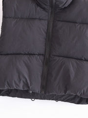 Fall High Collar Zipper Short Quilted Vest