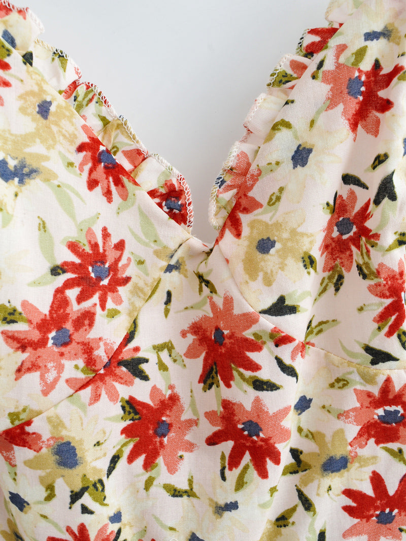 Robe imprimée dos nu à lacets et licou