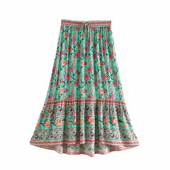 Herbst All-Matching Slimming Rose Positionierung Druck elastische Taille Rock Bohemian