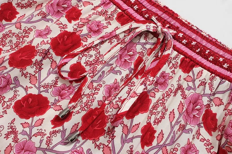 Herbst All-Matching Slimming Rose Positionierung Druck elastische Taille Rock Bohemian