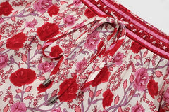 Herbst All-Matching Slimming Rose Positionierung Druck elastische Taille Rock Bohemian