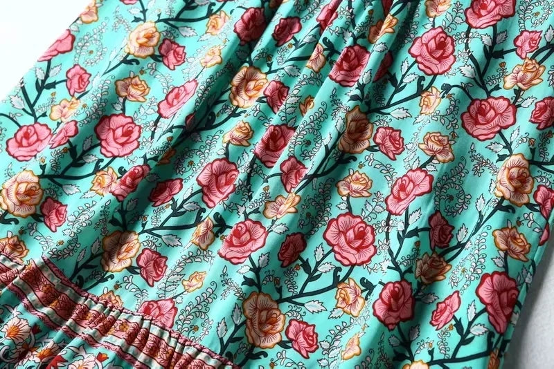 Herbst All-Matching Slimming Rose Positionierung Druck elastische Taille Rock Bohemian