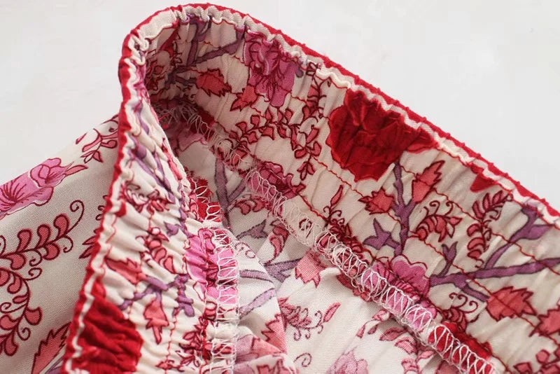 Herbst All-Matching Slimming Rose Positionierung Druck elastische Taille Rock Bohemian