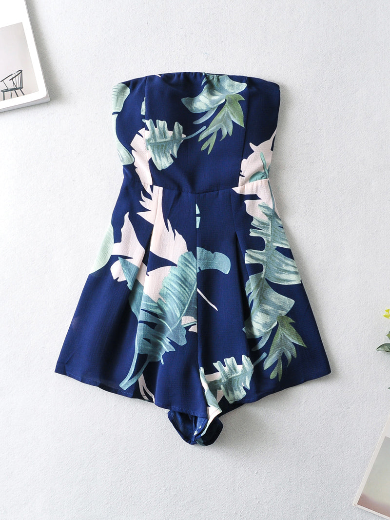 Strampler mit Tube-Top und Bananenblatt-Print