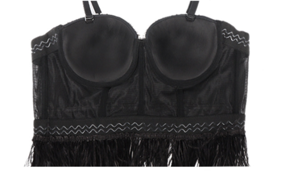 Camisole Performance Wear Socialite Exquisite Rhinestone Feather Tassel Outer Wear Inner Wear Tube Top