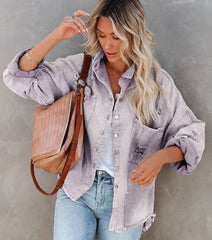 Old Mid Length Ripped Loose Denim Jacket Jacket Coat Multicolor