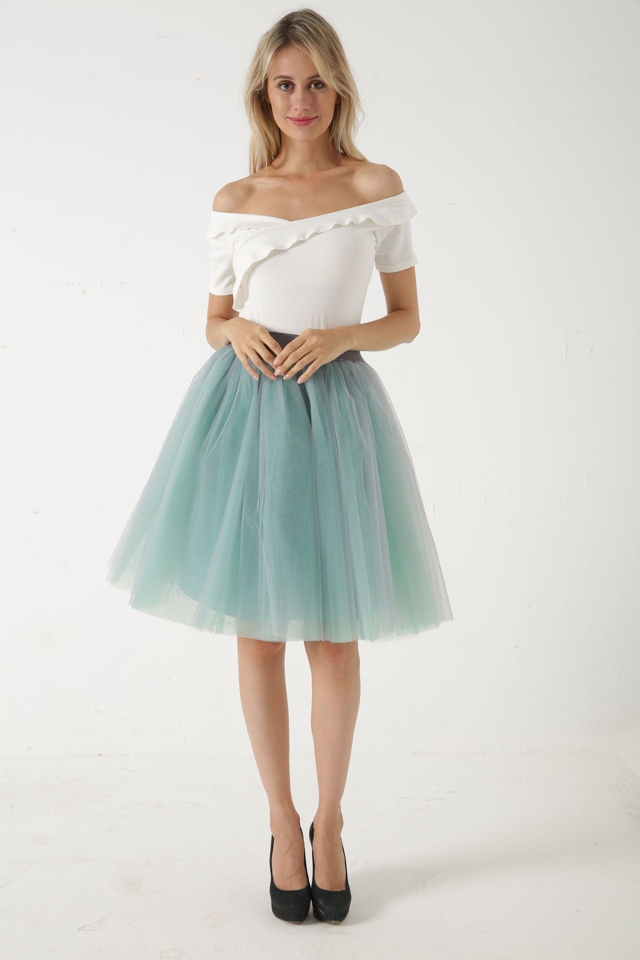 Mesh Pleated Bubble Skirt 5 Layer Mesh Skirt Tulle Skirt