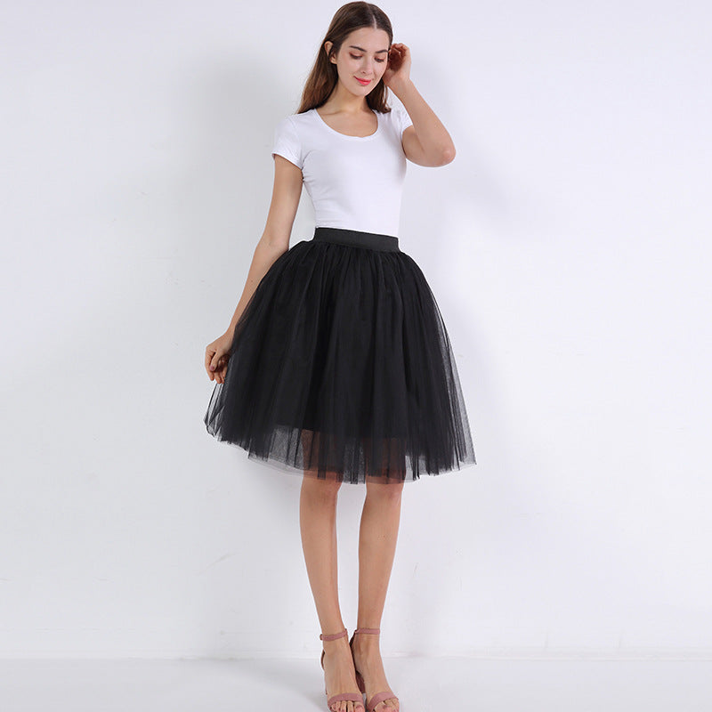 Mesh Pleated Bubble Skirt 5 Layer Mesh Skirt Tulle Skirt