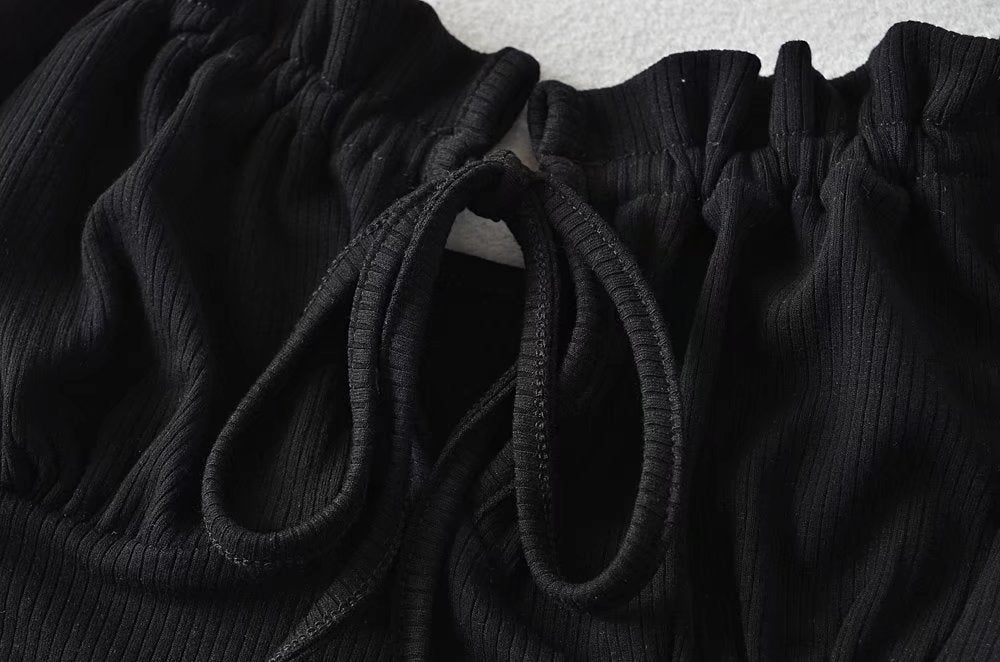 Einfarbige Top-Weste mit strähnigem Selvedge-Schnürverschluss und Kordelzug