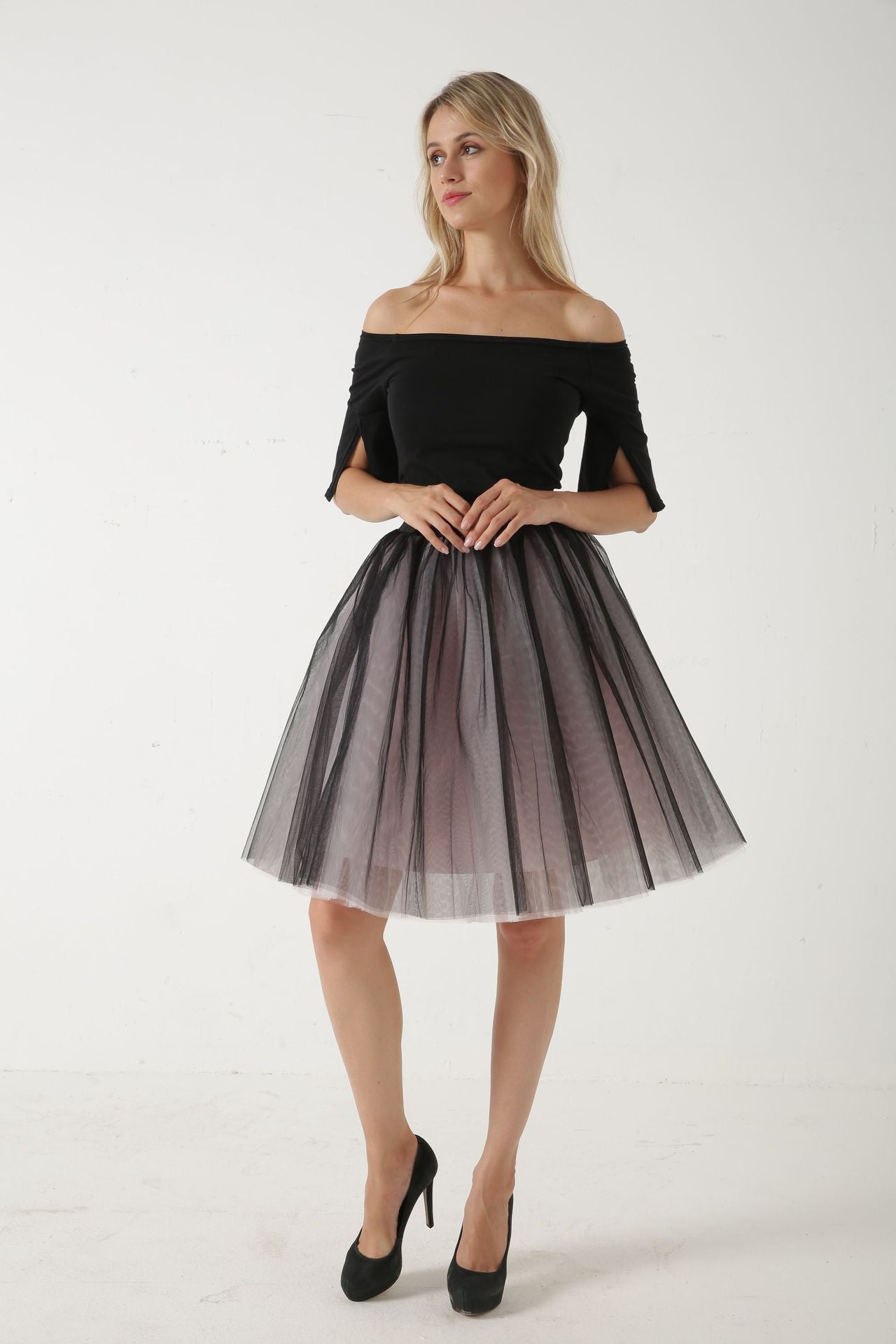 Mesh Pleated Bubble Skirt 5 Layer Mesh Skirt Tulle Skirt
