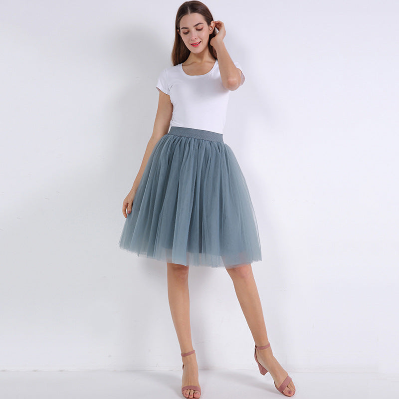 Mesh Pleated Bubble Skirt 5 Layer Mesh Skirt Tulle Skirt