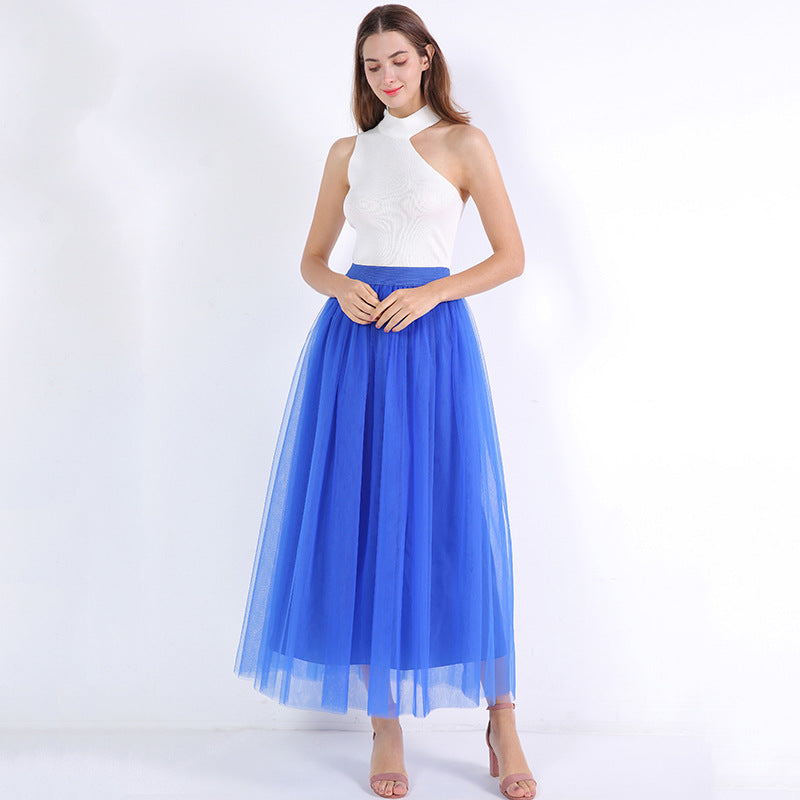 4 Layers 100 Mesh Half-Length Long Skirt Tulle Skirt Gauze Skirt