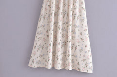 Elastic Wrapped Chest High Waist Print Mid-Length Tie Strap Dress