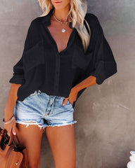 Candy Color Flip Cardigan Big Pocket Shirt