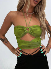 Halter Tube Top Top Suspenders Vest