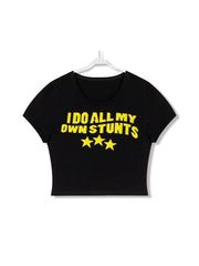 Street Culture Letter Graphic Print Short-Sleeve T-shirt Pullover Short Small Top