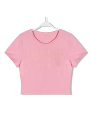 Street Culture Letter Graphic Print Short-Sleeve T-shirt Pullover Short Small Top