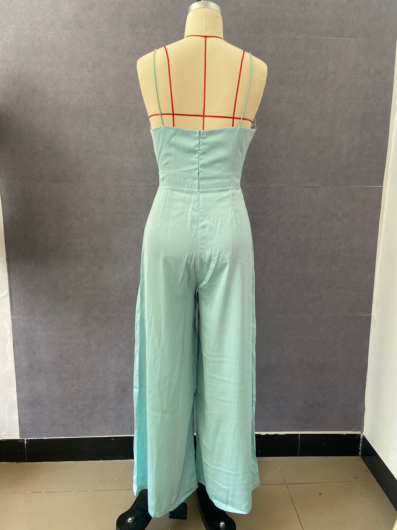 Sling Waist Straight Mop Floor Minimalist Jumpsuit