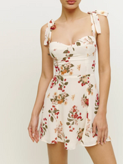 Office off Neck Printed High Waist Sling Backless Dress