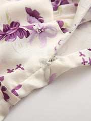 Robe courte sans manches à imprimé col en V et taille ajustée