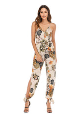Backless Tether Deep V Plunge Plunge neck Strap Long Conjoined Trousers