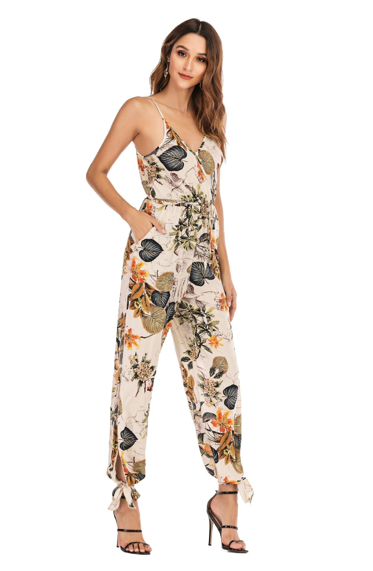 Backless Tether Deep V Plunge Plunge neck Strap Long Conjoined Trousers