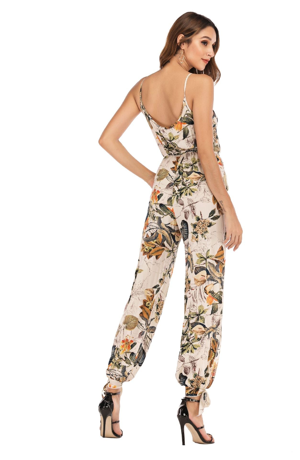 Backless Tether Deep V Plunge Plunge neck Strap Long Conjoined Trousers