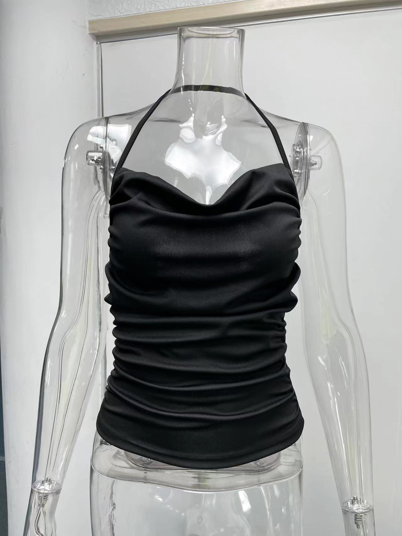 Pile Collar Show Chest Little Suspenders Top