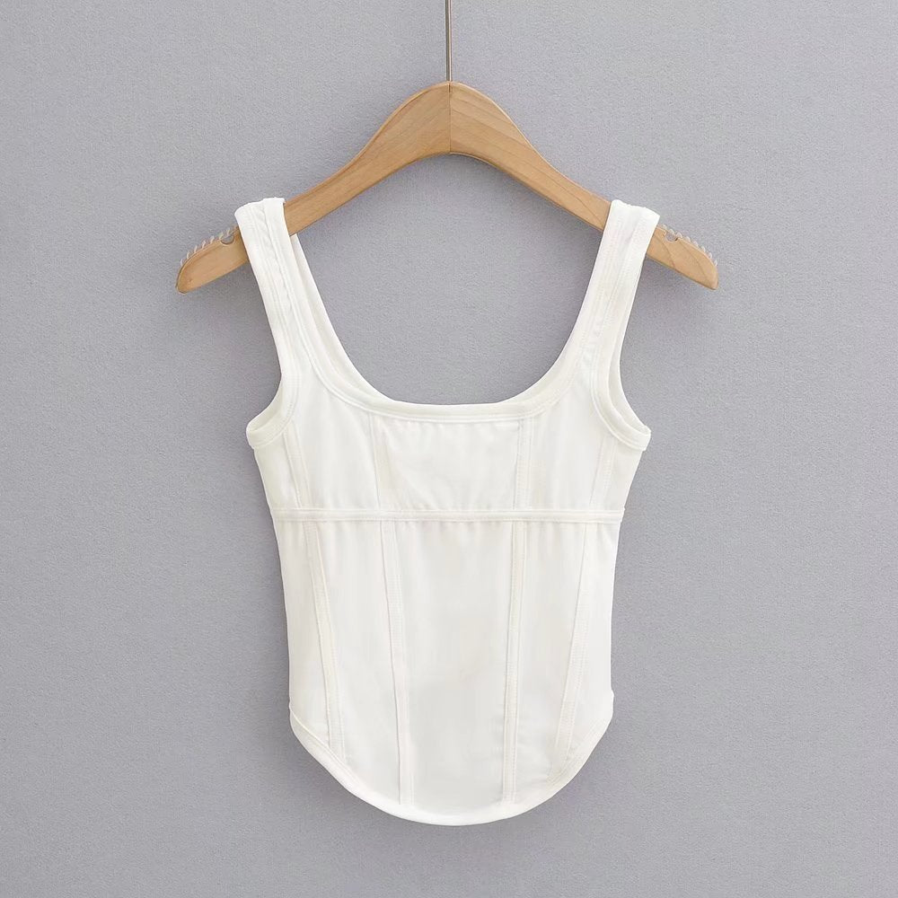 Curved Hem Exposed cropped Niche All-Match Wear Boning Corset Boning Corset Camisole