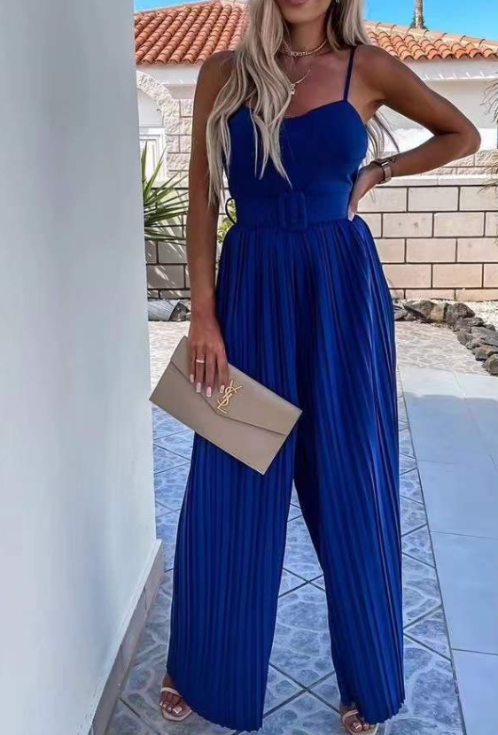 spring/Strap Pleated Belt Slim Fit Bodysuit