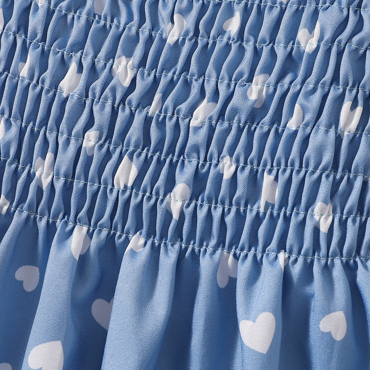 Robe smockée imprimée à col carré
