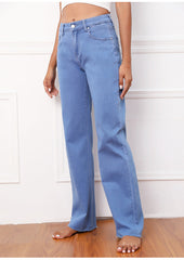 Loose Casual Wide-Leg Pants Trousers High Waist Straight Mop Denim Pants