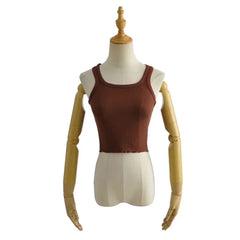 Wooden Ear Hem Square Collar Slimming Small Vest Close