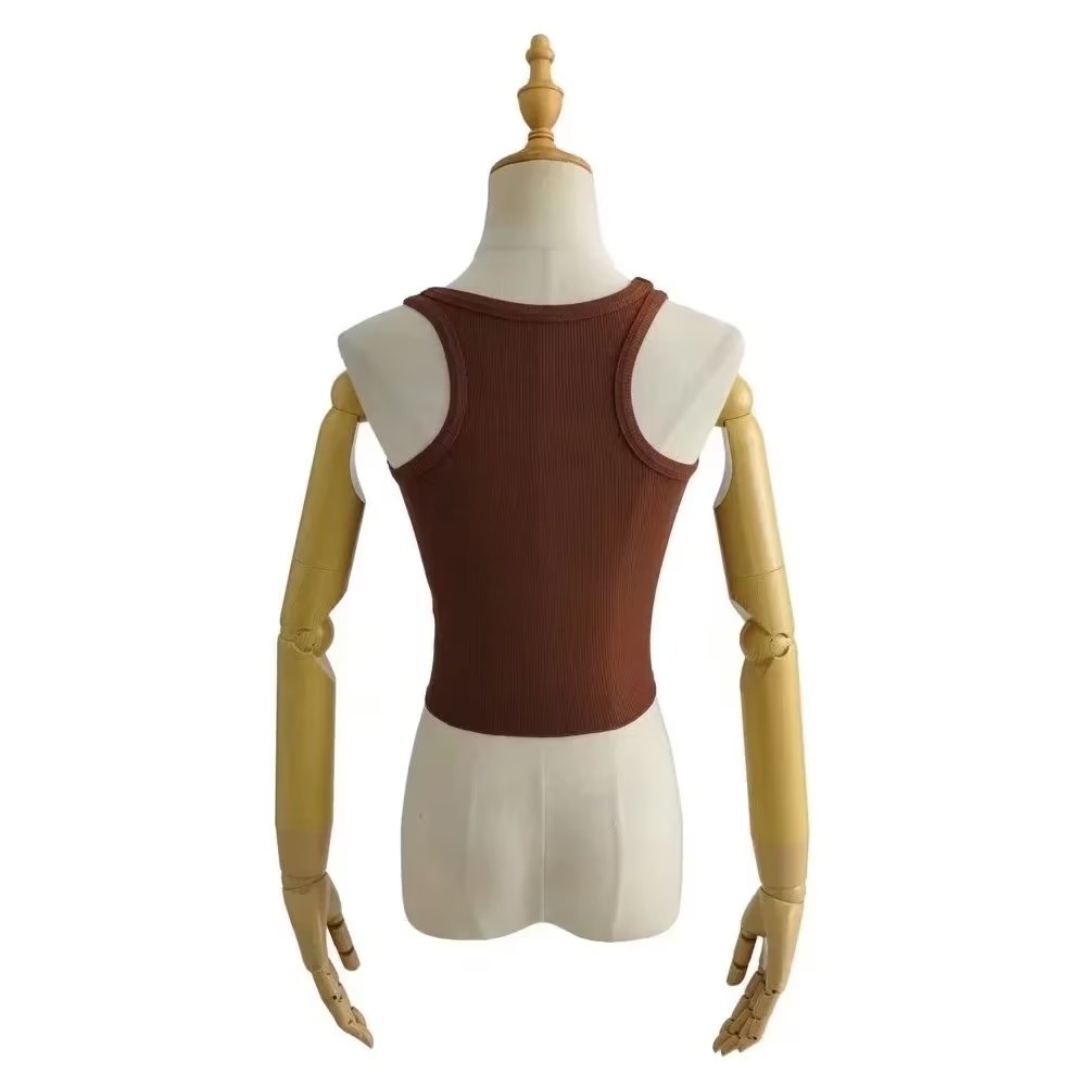 Wooden Ear Hem Square Collar Slimming Small Vest Close