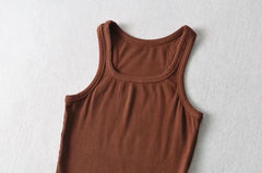 Wooden Ear Hem Square Collar Slimming Small Vest Close