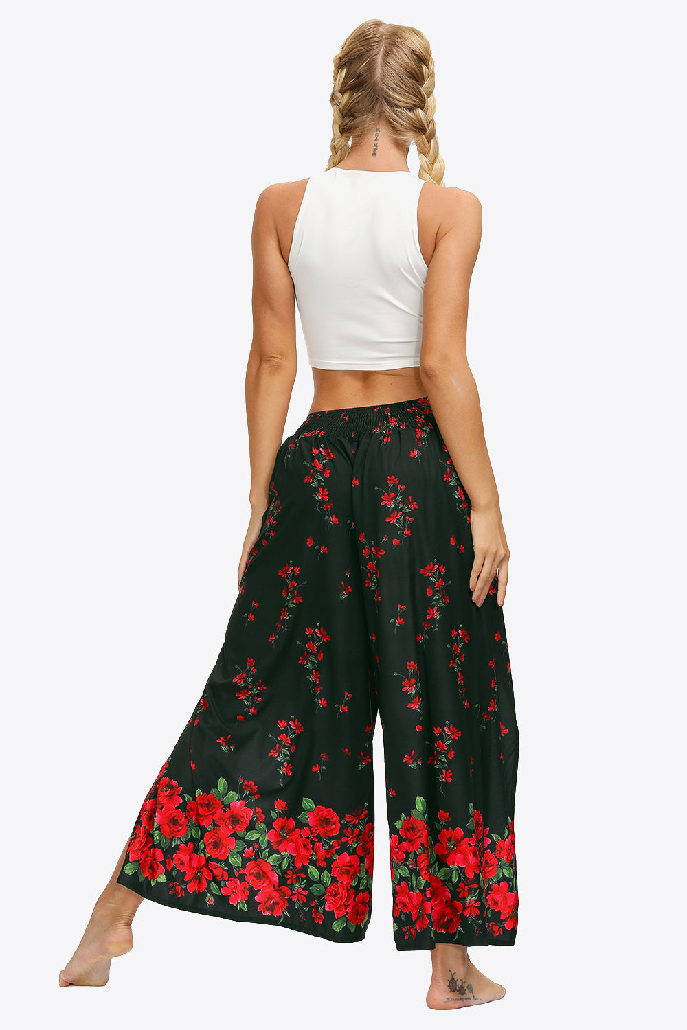Pantalon long à jambes larges fendues