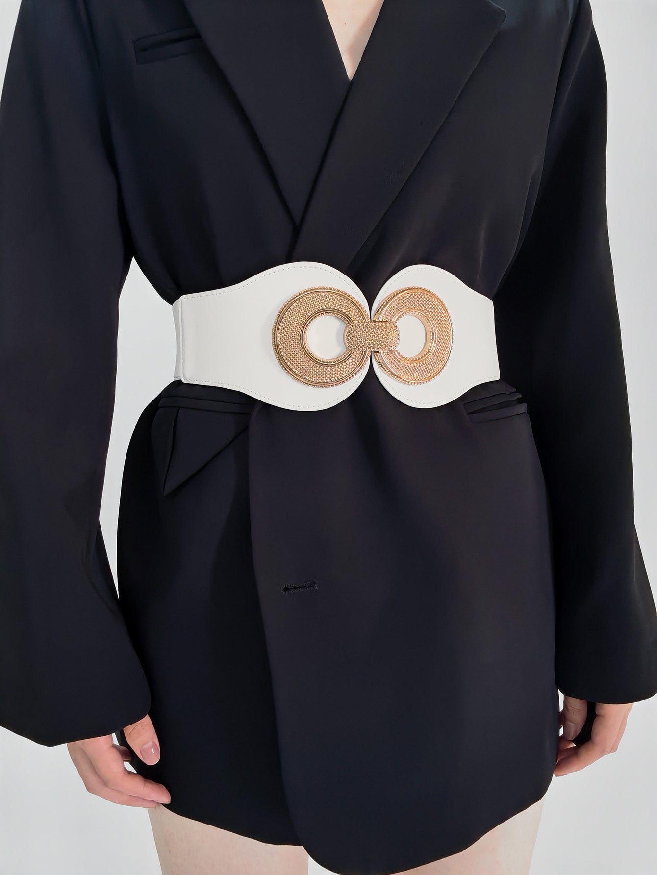 Ceinture élastique en PU avec boucle en alliage
