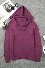 Kapuzenpullover mit horizontal geripptem Fransenbesatz