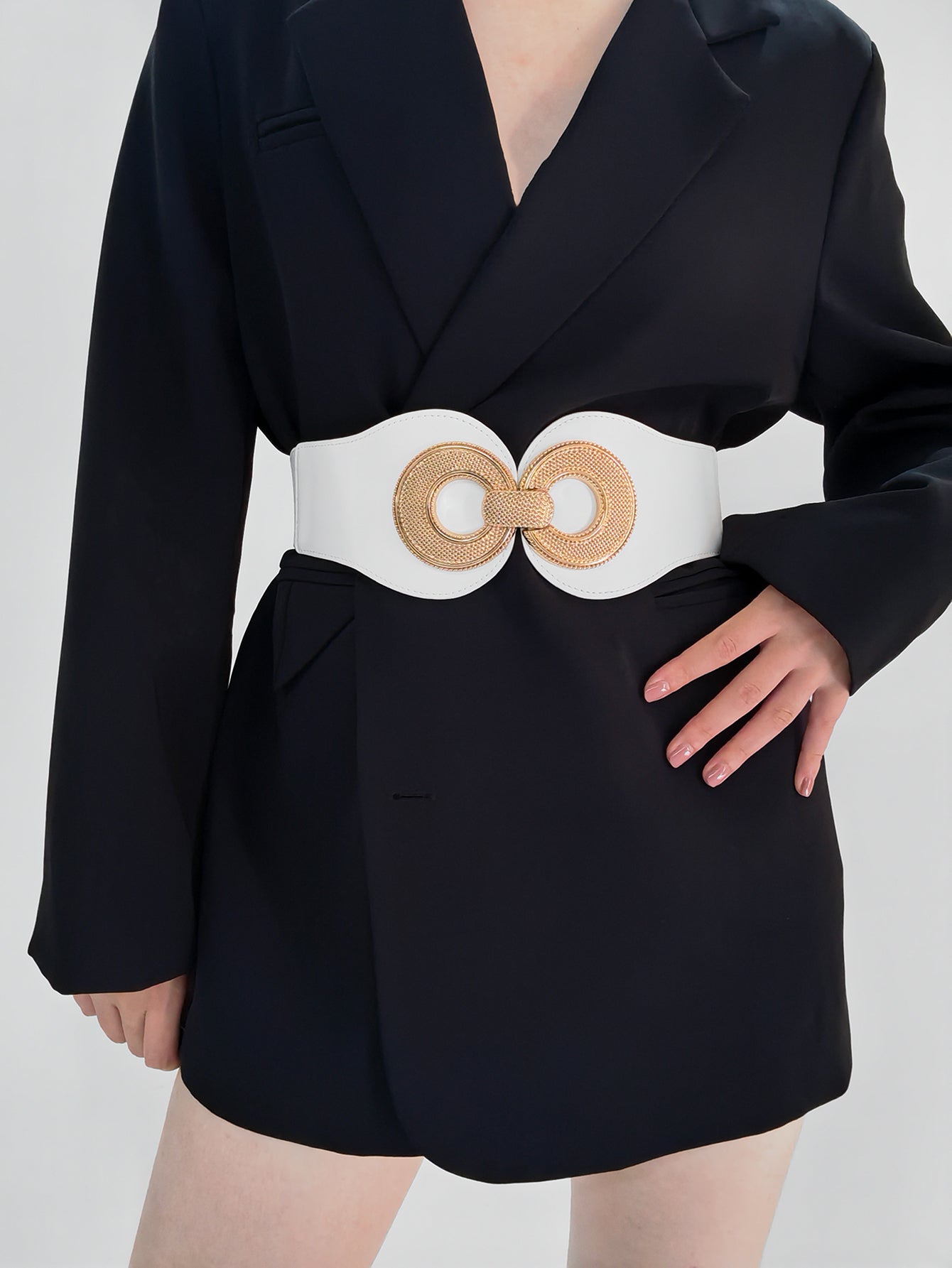 Ceinture élastique en PU avec boucle en alliage