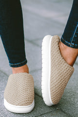 Apricot Two-tone Knitted Warm Homewear Slippers