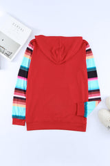 Gestreifter Hoodie mit Kordelzug und Kängurutasche