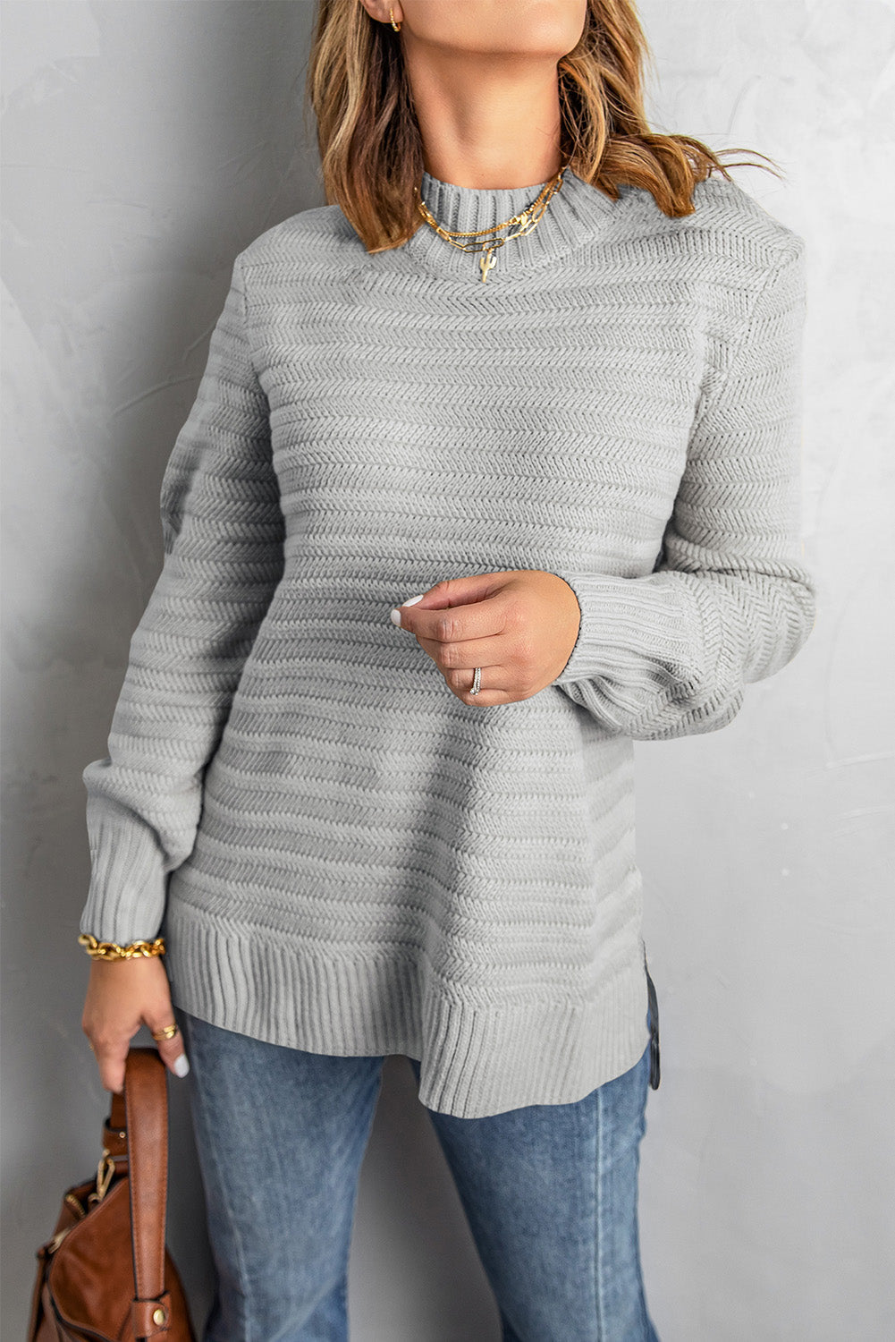 Crewneck High-Low Sweater