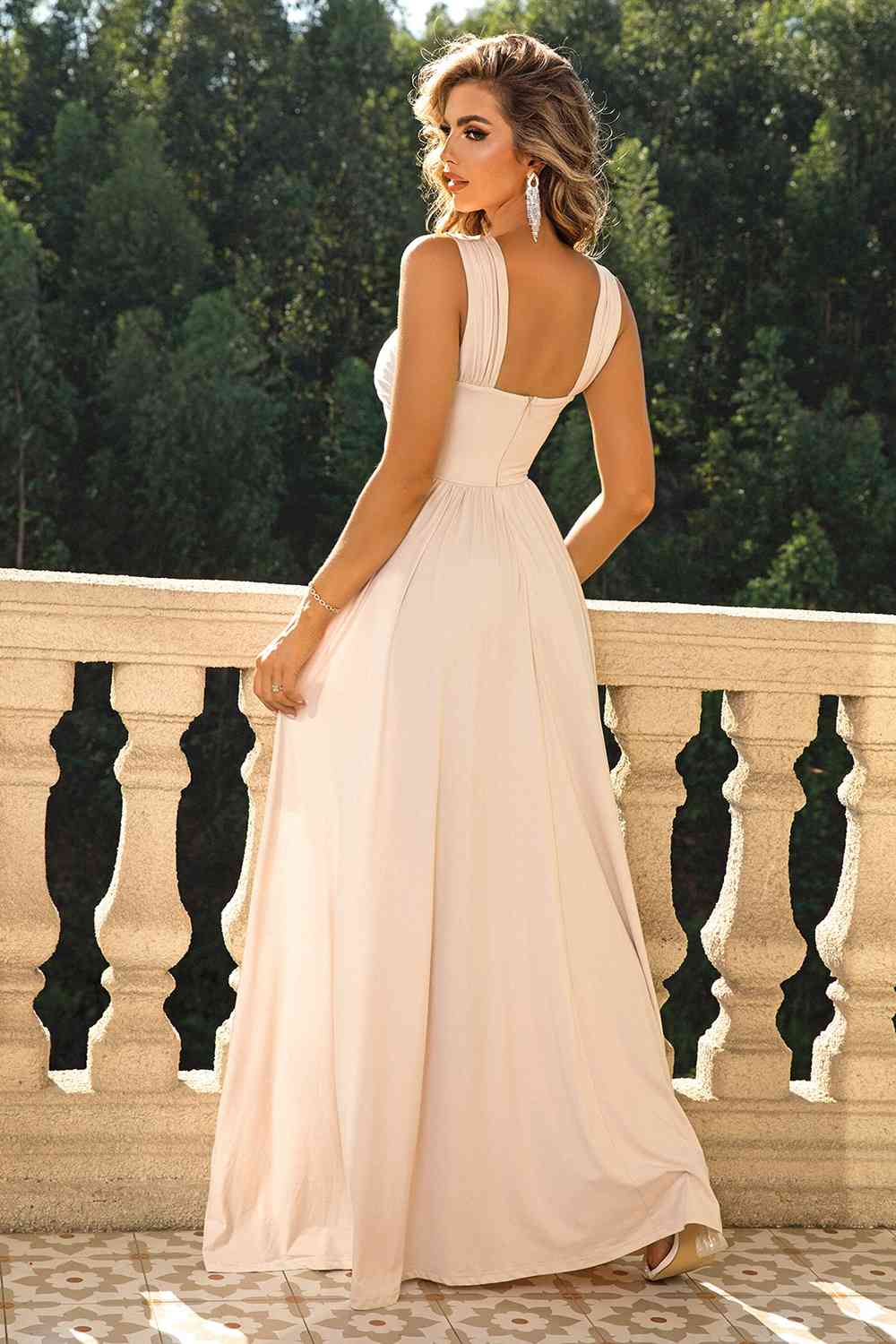 Robe longue fendue croisée