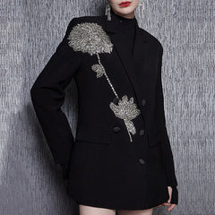 Elegant Heavy Industry Beads Three Dimensional Floral Stitching Loose Slimming Elegant Blazer